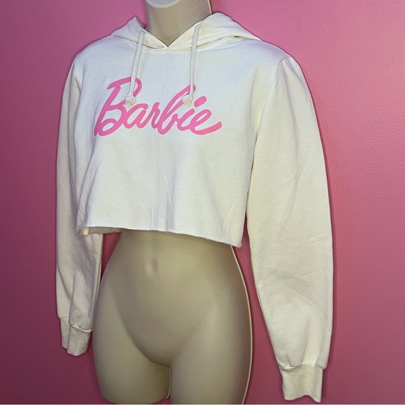 Barbie Cropped Hoodie - White - Size Small - Picture 2 of 13